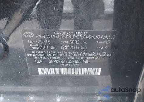 2016 Hyundai Elantra Se из США, поврежденный, VIN 5NPDH4AE3GH655259